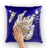 Midnight Blue Loyalty Over Royalty Sequin Cushion Cover