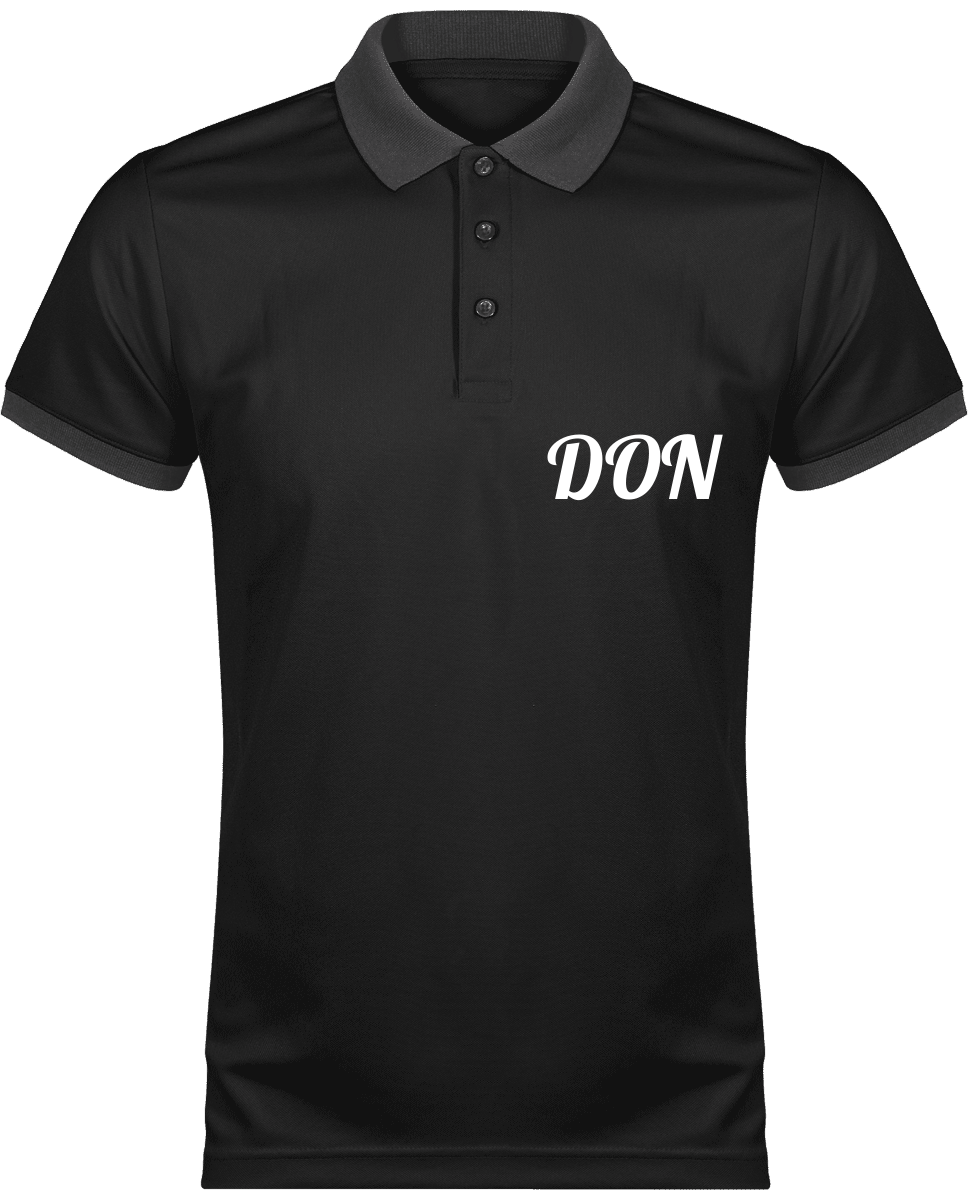 Mens Official Don Polo Piqué Performance Polo-Shirt - Black / Sporty Grey / Xs - Homme>Vêtements De Sport