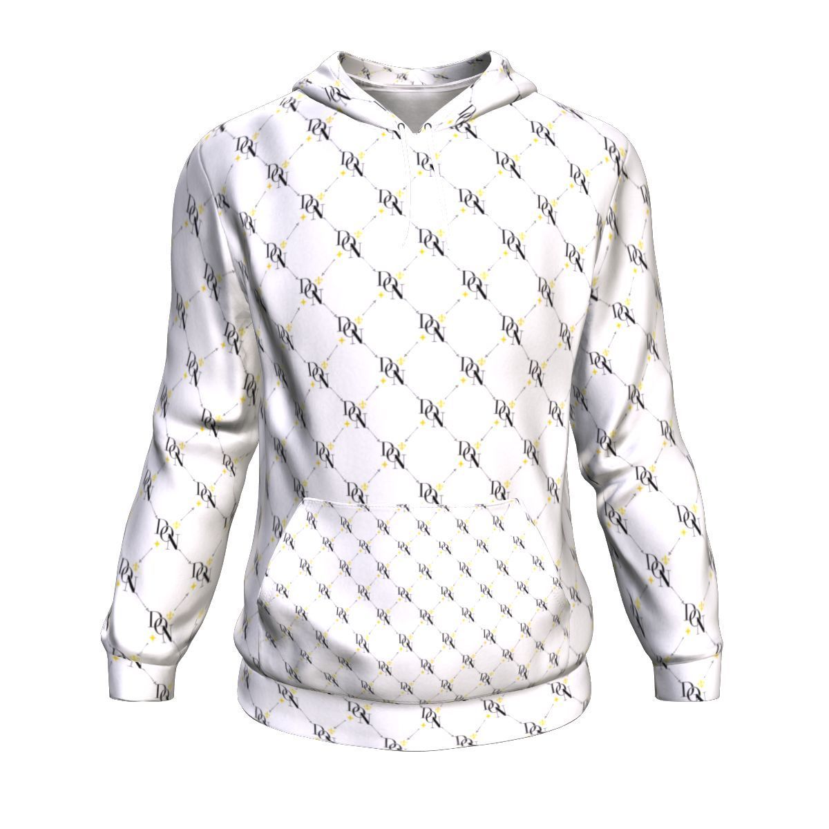 White Smoke Men's Official DON Signature Print White Hoodie