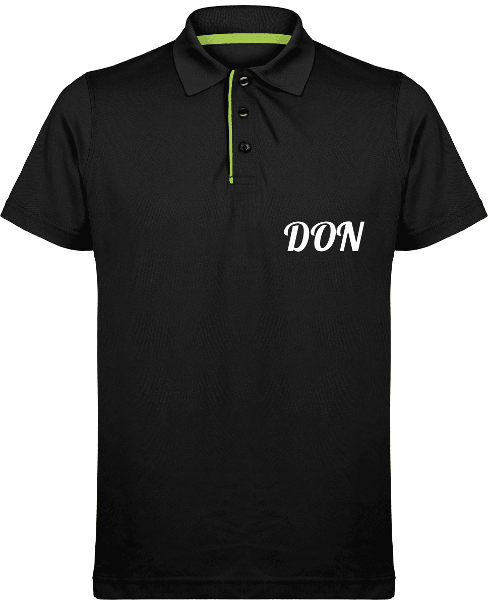 Mens Official Don Maille Piquée Sport Polo - Black / Lime / S - Homme>Vêtements De Sport