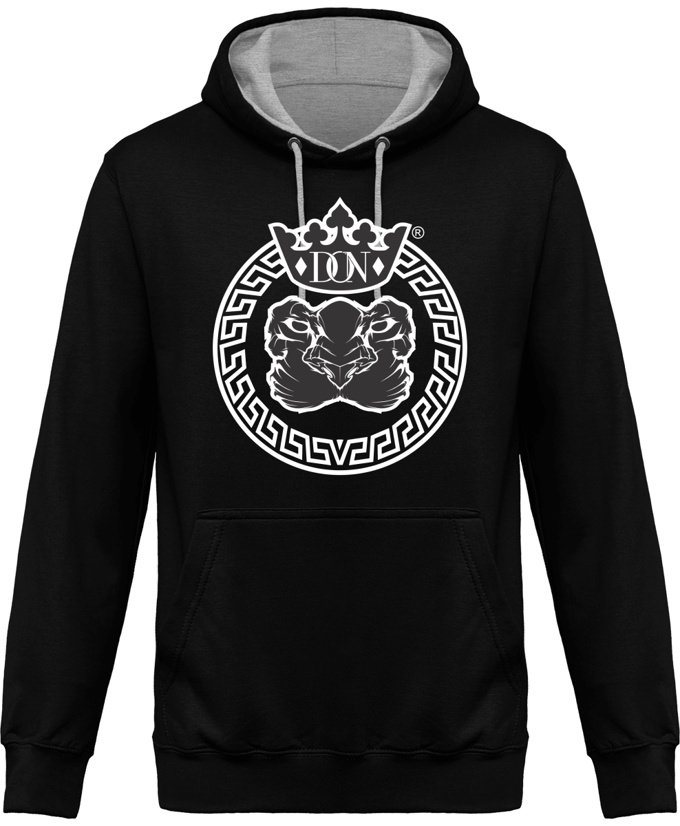 Mens Official Don Two-Tone Lions Pride Hoodie - Jet Black / Heather Grey / Xs - Unisexe>Sweatshirts