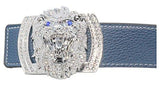 Gray Lion Diamond Leather Belt