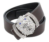 Gray Lion Diamond Leather Belt