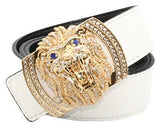 Tan Lion Diamond Leather Belt