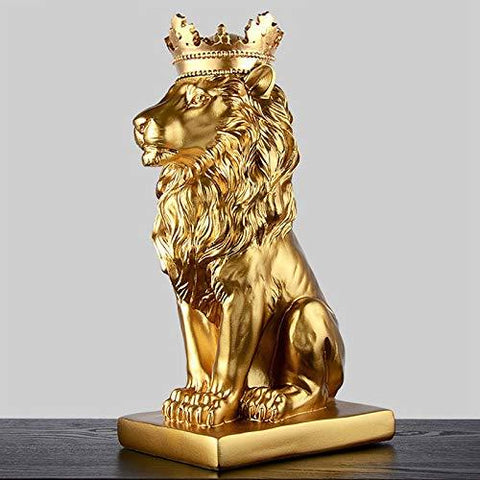 Dark Khaki Lion's Pride Gold Home Statue