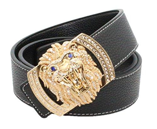 Tan Lion Diamond Leather Belt