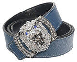 Dark Gray Lion Diamond Leather Belt