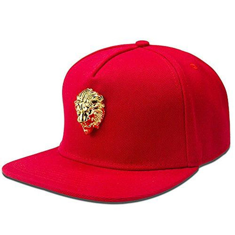 Dark Red Gold Lion Snapback