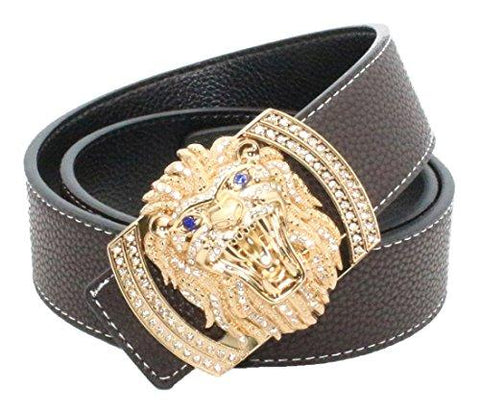 Tan Lion Diamond Leather Belt