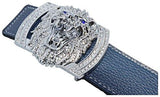 Gray Lion Diamond Leather Belt