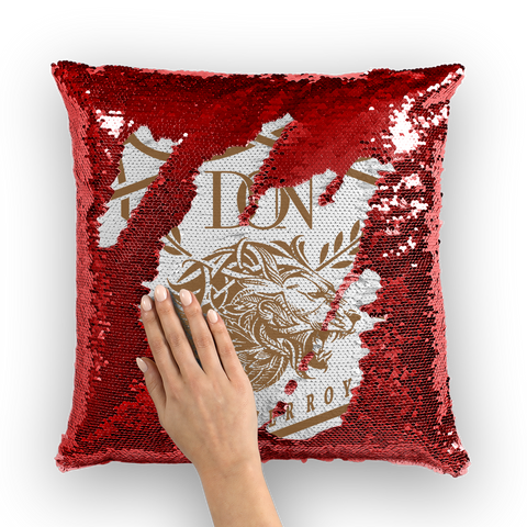 Dark Red Loyalty Over Royalty Sequin Cushion Cover