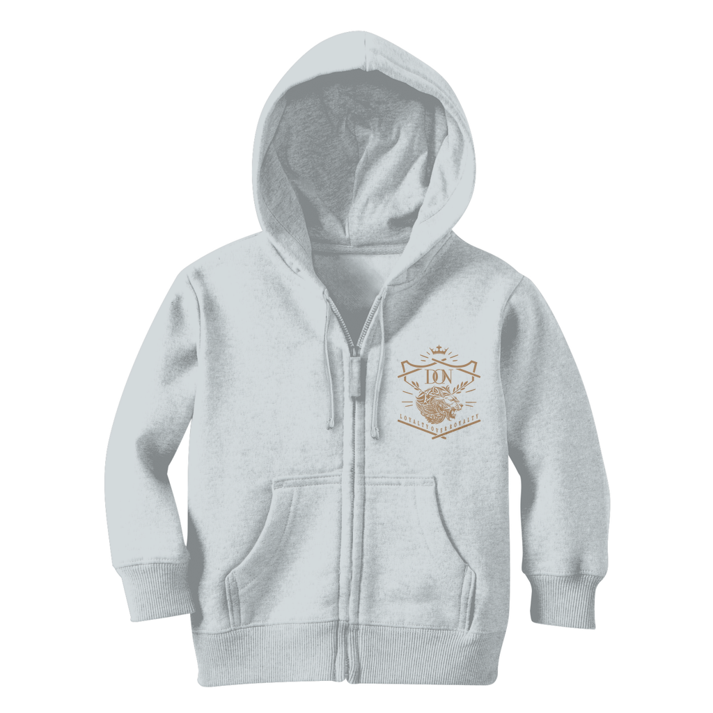 Light Gray Loyalty Over Royalty Classic Kids Zip Hoodie