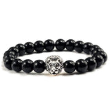 Black Black Lava Beaded Gold/Sliver Lion Bracelet