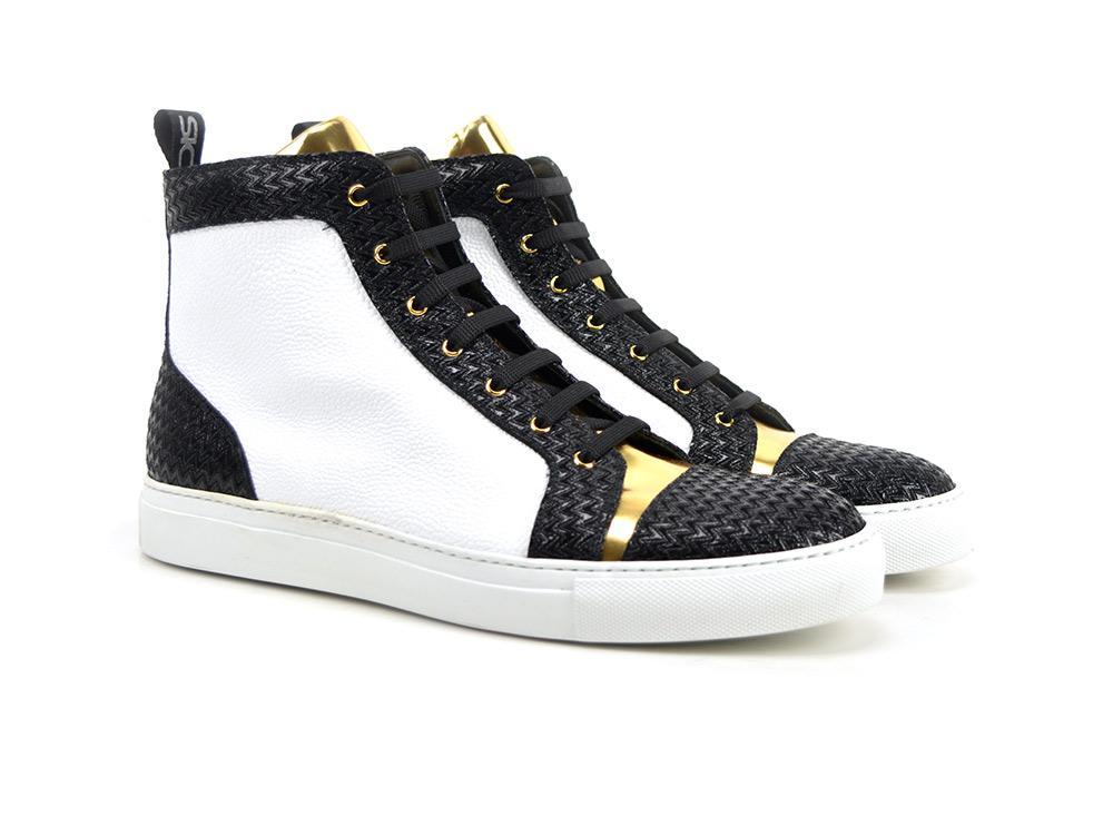 Gianmarco X Don Official Gold And White High-Top Sneakers - Shoes