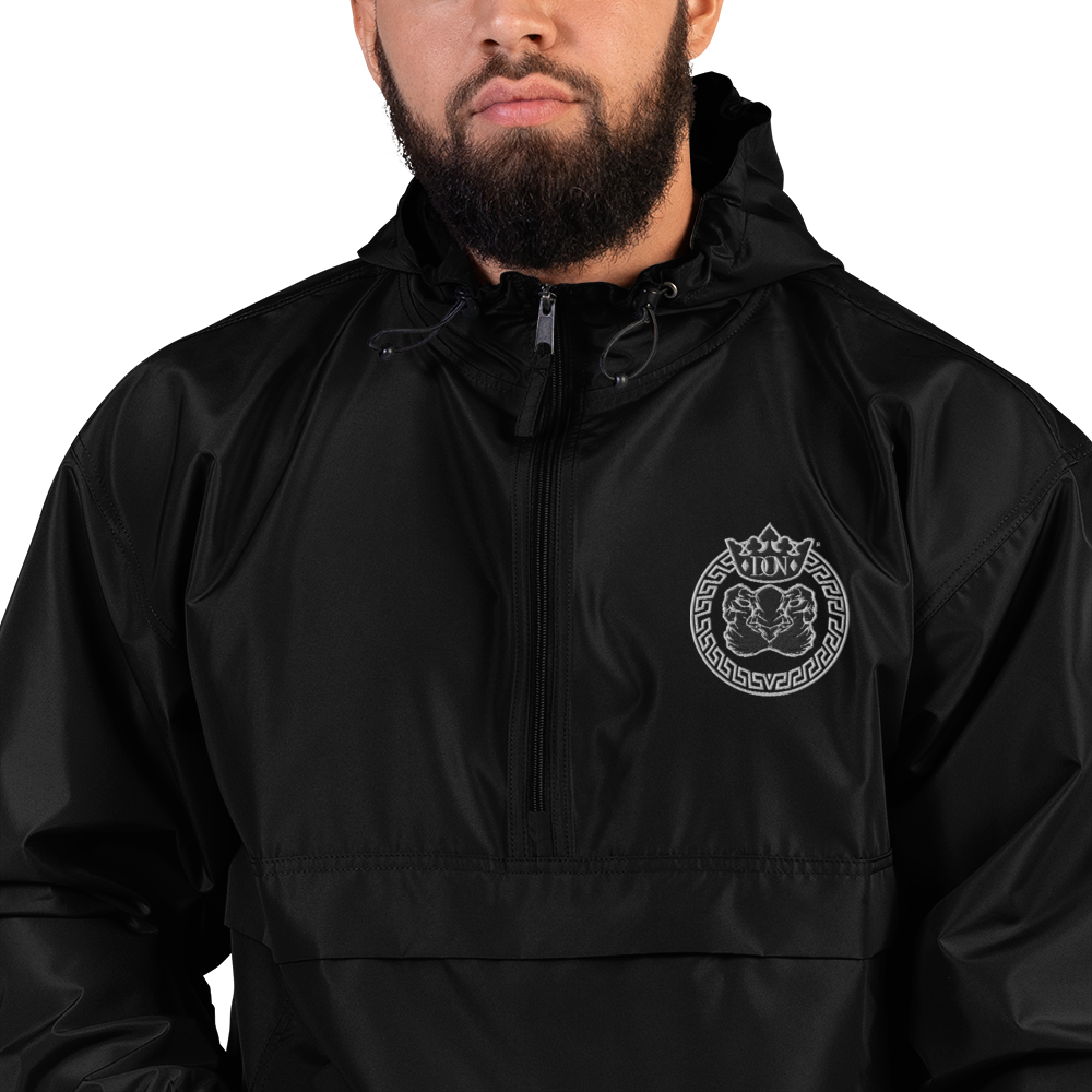 Black Embroidered Champion Packable Jacket